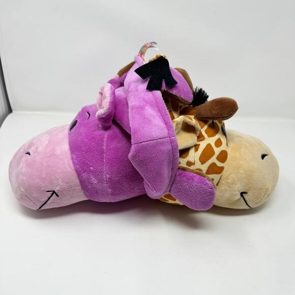 2015 Flip A Zoo Geo Giraffe Ava Hippo 2 in 1 Reversible Purple Brown 19" Plush - Picture 2 of 12